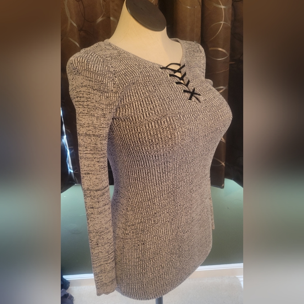 Nobo Small Heathered Grey Long Sleeved Thin Sweater